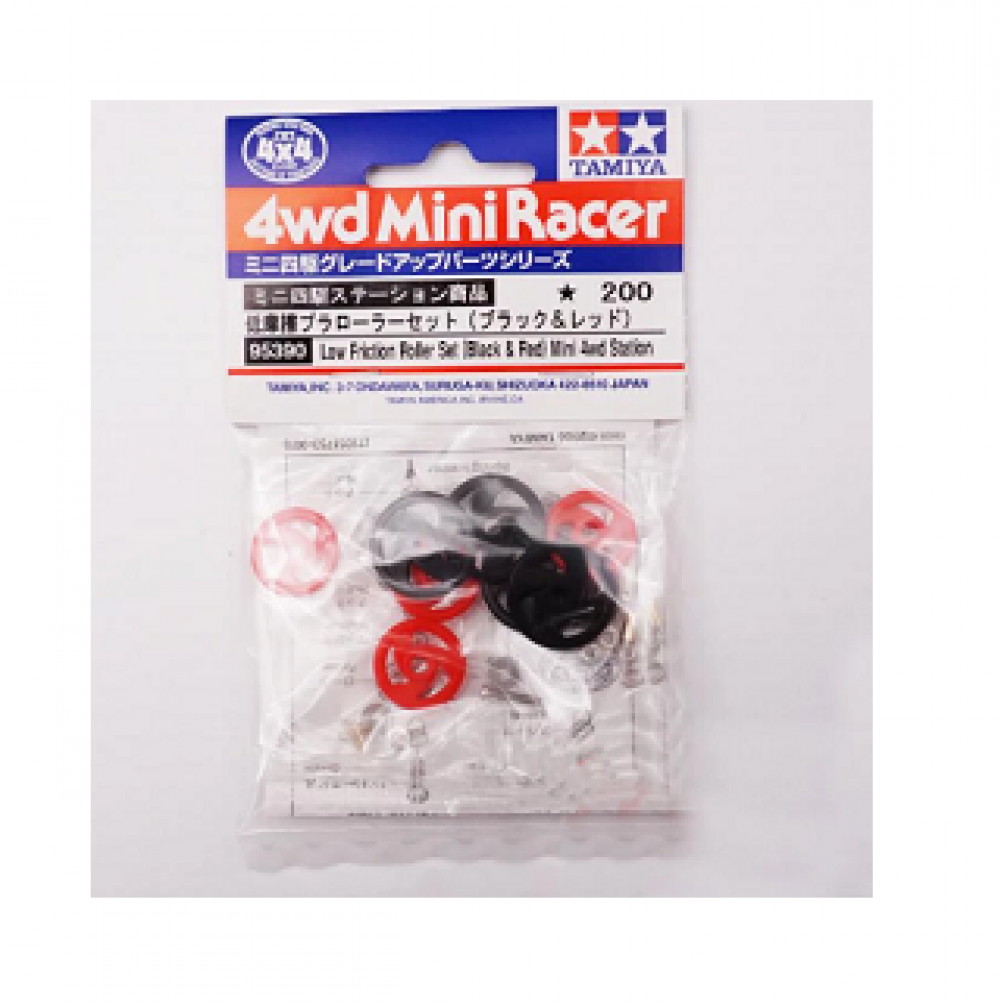 Tamiya  95539 Mini 4WD Low Friction Roller Set (Black & Red)